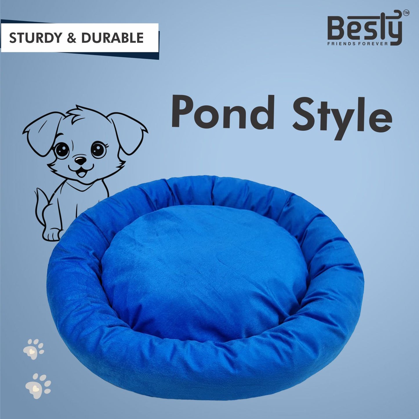 Besty Pond Style Bed for All Season for dogs and cats (Export Quality) Bed (Large, Blue)