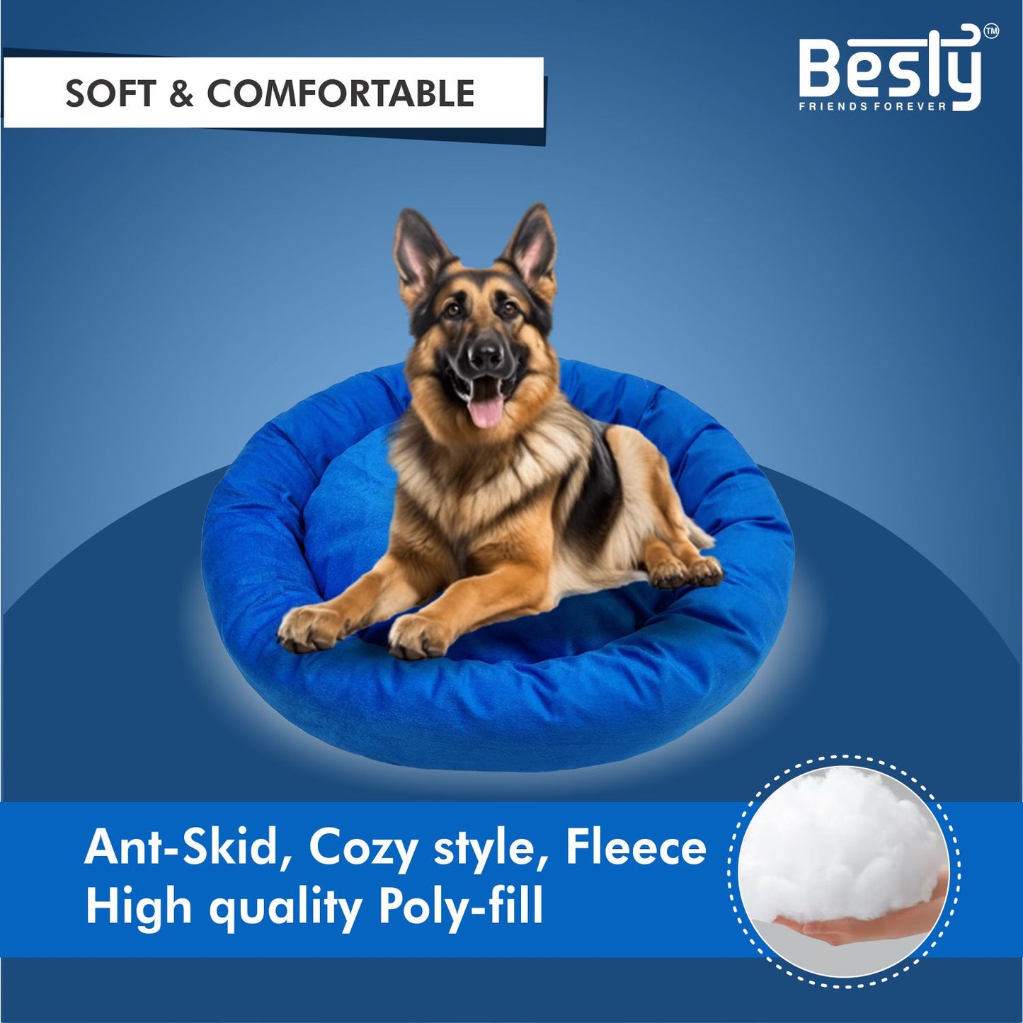 Besty Pond Style Bed for All Season for dogs and cats (Export Quality) Bed (Large, Blue)