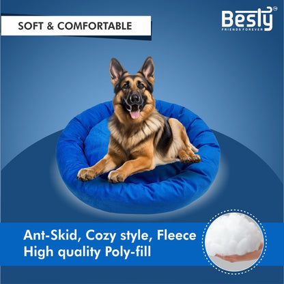 Besty Pond Style Bed for All Season for dogs and cats (Export Quality) Bed (Large, Blue)